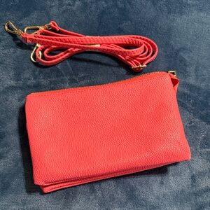 Vibrant Red Leather Wristlet